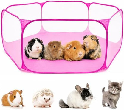 RYPET Guinea Pig Playpen - Breathable & Transparent Pet Playpen Pop Open Outdoor/Indoor Exercise Fence, Portable Yard Fence for Guinea Pig, Rabbits, Hamster, Chinchillas and Hedgehogs - Image 2