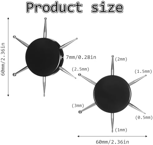 Close up of 6 in 1 circular nail dotting pen tips