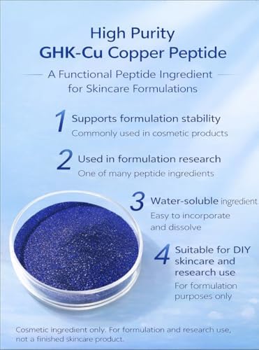 Water soluble blue copper tripeptide crystals close up texture