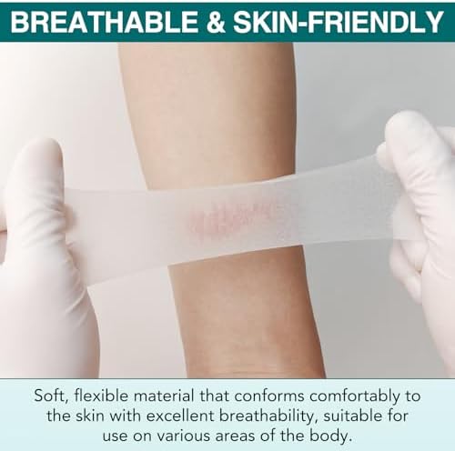 Waterproof flexible hydrocolloid dressing roll showing thickness and skin toned color