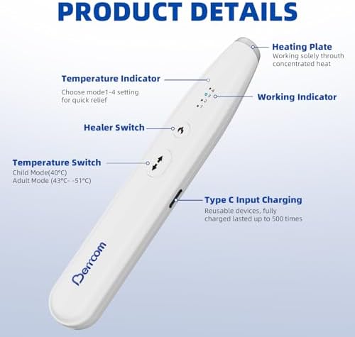 Berrcom anti itch electronic pen showing the Type-C charging port