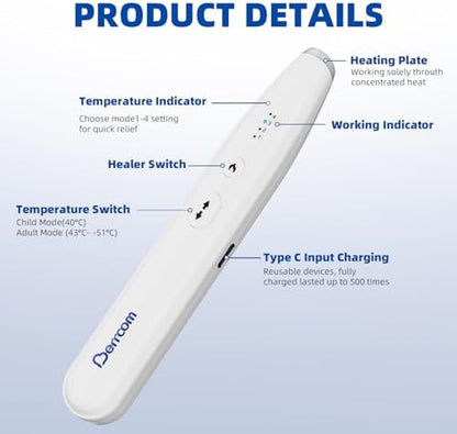 Berrcom anti itch electronic pen showing the Type-C charging port