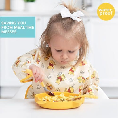 Bumkins waterproof toddler smock highlighting the adjustable back tie closure