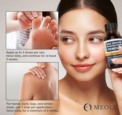 Side view of MEOLY bee venom formula for common and genital wart care