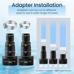 OYO Water PG3000S submersible pump displaying the long twenty foot power cord and stainless steel hose clamps.