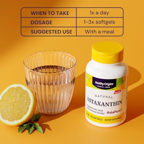 Healthy Origins natural microalgae astaxanthin softgels jar closeup