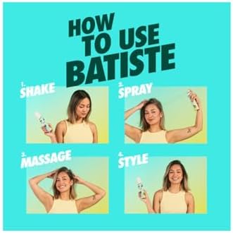Close up view of Batiste dry shampoo ingredients and usage instructions
