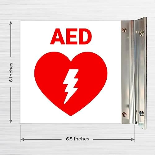 Sigo Signs 6x6 inch projecting AED sign with mounting hardware