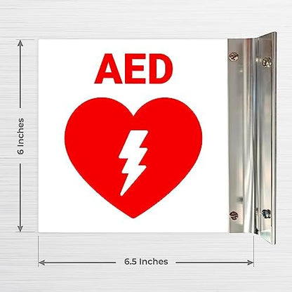 Sigo Signs 6x6 inch projecting AED sign with mounting hardware