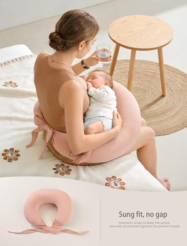 Lulumoon nursing pillow cover with adjustable waist strap detail