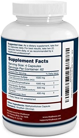 Glucosamine Chondroitin, MSM & Turmeric Dietary Supplement - 248 Capsules - Image 8