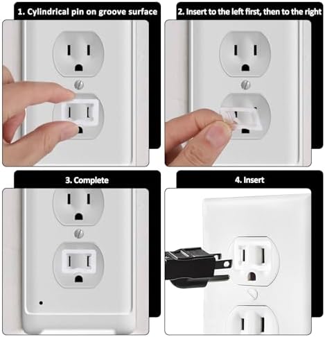 Close up of Skrfren plastic plug lock for loose wall outlets