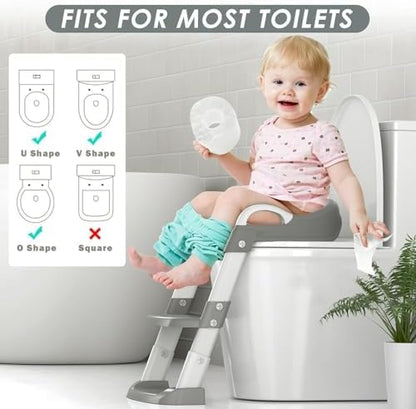 Folded compact storage position of the portable baby toilet training escalator chair.