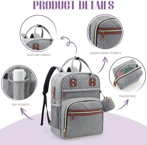 Tuwubi diaper bag backpack attached to stroller using integrated straps