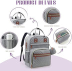 Tuwubi diaper bag backpack attached to stroller using integrated straps