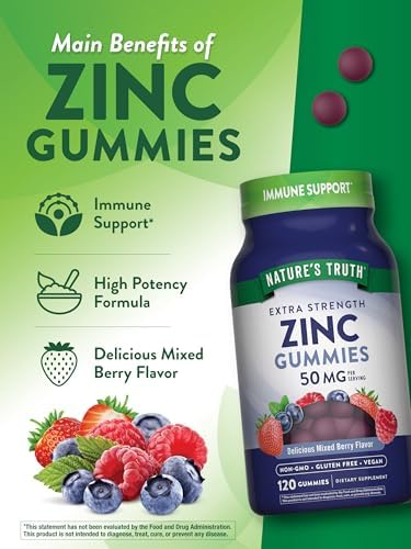 Nature's Truth adult gummy vitamins with 50mg zinc serving for wellness