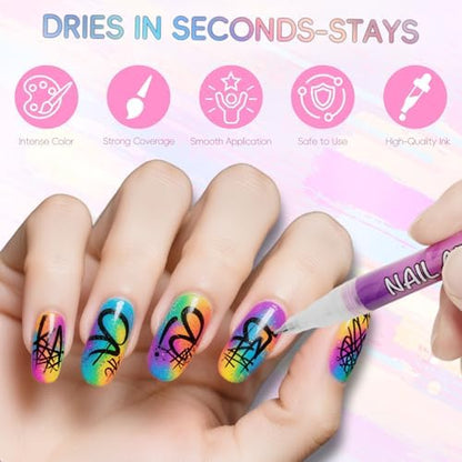Nail Art Pens Set 12 Colors Nail Art Markers for DIY Painting Nails, Drawing, Dotting & Liner Designs, Nail Pens for Adults & Teens Nail Art, Home Salon Beauty Manicure Tools, 2026 New - Image 7