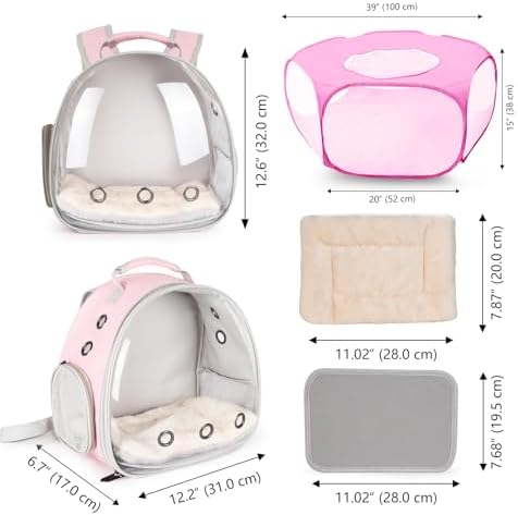 2-Pack Guinea Pig Carrier Backpack and Playpen with Lid, Breathable Pet Playpen Pop Open Exercise Fence, Portable Small Animal Cage for Rabbits, Chinchillas, Squirrel, Lizard, Sugar Glider - Image 3