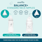 Evenflo medium flow silicone nipples showing the naturally sloped anti-colic design