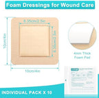 Close up of highly absorbent four by four inch large waterproof bandage pad.