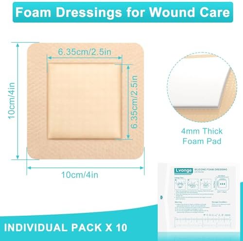 Close up of highly absorbent four by four inch large waterproof bandage pad.