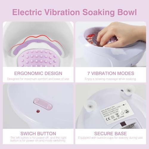 Electric Nail Soaking Bowl Manicure Bath Bowl Vibration Nail Spa Massage Nail Salon Bowl with 7 Modes for Nail Caring - Image 6