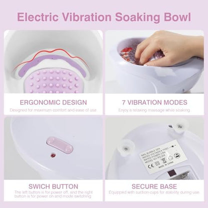 Electric Nail Soaking Bowl Manicure Bath Bowl Vibration Nail Spa Massage Nail Salon Bowl with 7 Modes for Nail Caring - Image 6