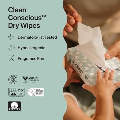 The Honest Company 100% Pure Organic Cotton Dry Wipes, Hypoallergenic, Multi-Use, Baby Facial Cloths, 192 Count - Image 6