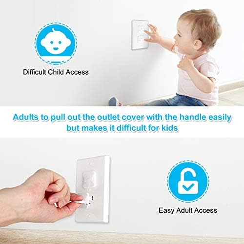 Close up of Heelalbaby 3-prong child safety socket protectors
