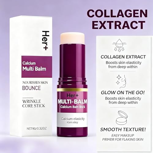 Viareline Her Plus calcium balm stick showing the open cap and twist mechanism
