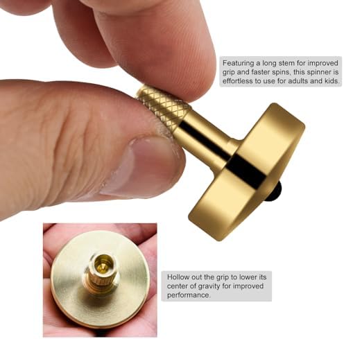 Top down view of the brass fidget toy on a workspace surface