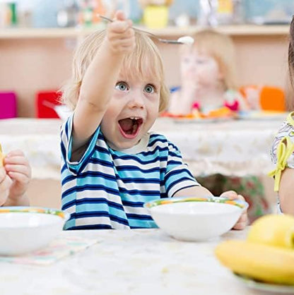 Durable metal spoons for toddlers showing ergonomic sizing