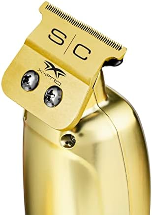Side profile of the StyleCraft Saber hair trimmer highlighting the slim tapered ergonomic metal design.