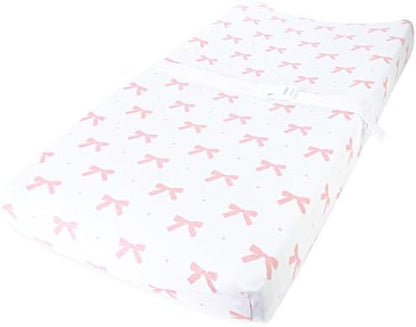 Cuddly Cubs baby girl changing pad cover chevron pattern close up