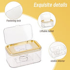 Gold trimmed wipe container demonstrating silicone seal feature