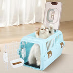 TripleHare blue pet carrier with included bed and cooling pad