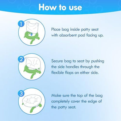 Parent using BakeToilet portable potty liner in a car
