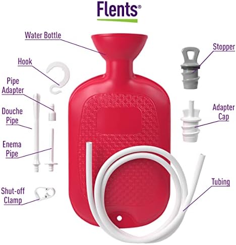 Flents 1.66 liter large capacity hygiene bottle with tubing and flow control clamp.