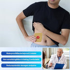 Geiserailie elastic colostomy supplies demonstrating adhesive backing and comfortable application