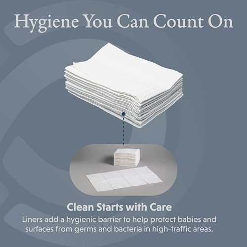 Pre-folded sanitary changing table liner sheets close up