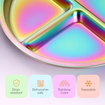 Aieve portion control stainless steel dinnerware set top view