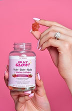 Lifestyle image of a customer holding Snana hair skin and nails supplement