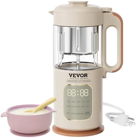 VEVOR Baby Food Processor with three hundred milliliter glass bowl and steaming accessories