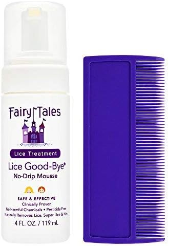 Fairy Tales Lice Goodbye packaging showing non toxic and pesticide free labels.
