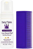 Fairy Tales Lice Goodbye packaging showing non toxic and pesticide free labels.