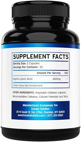 Dorado Nutrition ALA supplement bottle showing third party tested and non GMO labels