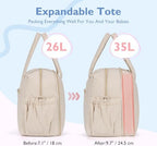 Mommore Diaper Bag Tote side angle showing expandable zipper compartment