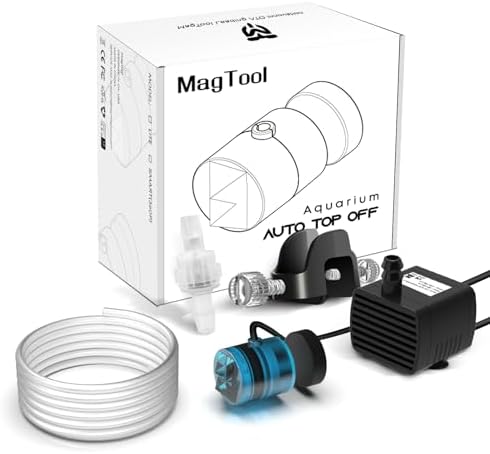 MagTool ATO Lite kit layout displaying the 12V DC water pump and anti-siphon check valve.