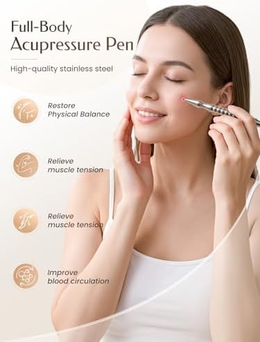 Rose gold manual acupuncture pen with textured grip for facial massage