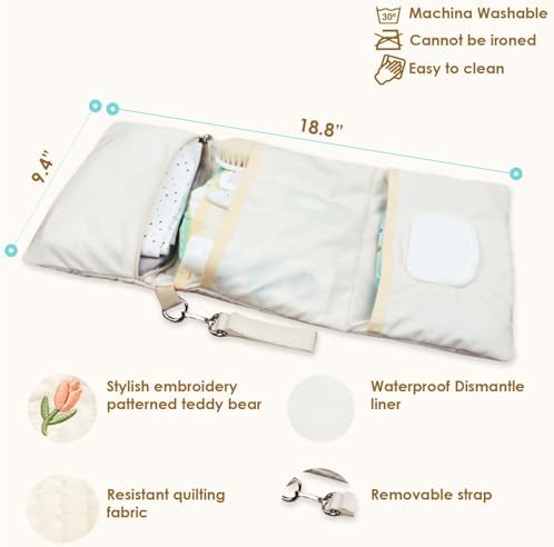 Foldable mom travel set shown in collapsed storage position